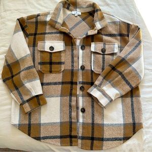 Neutral plaid flannel shirt